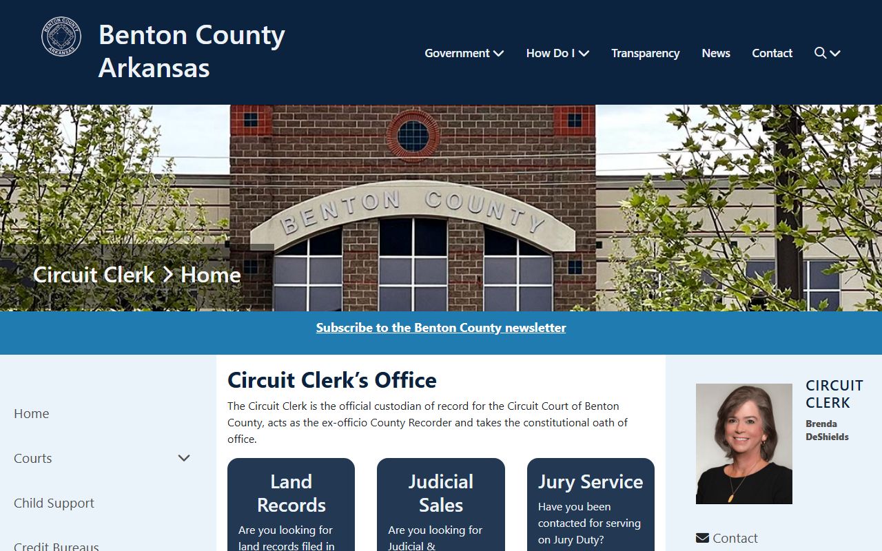 Benton County Circuit Clerk website for recent bookings court records