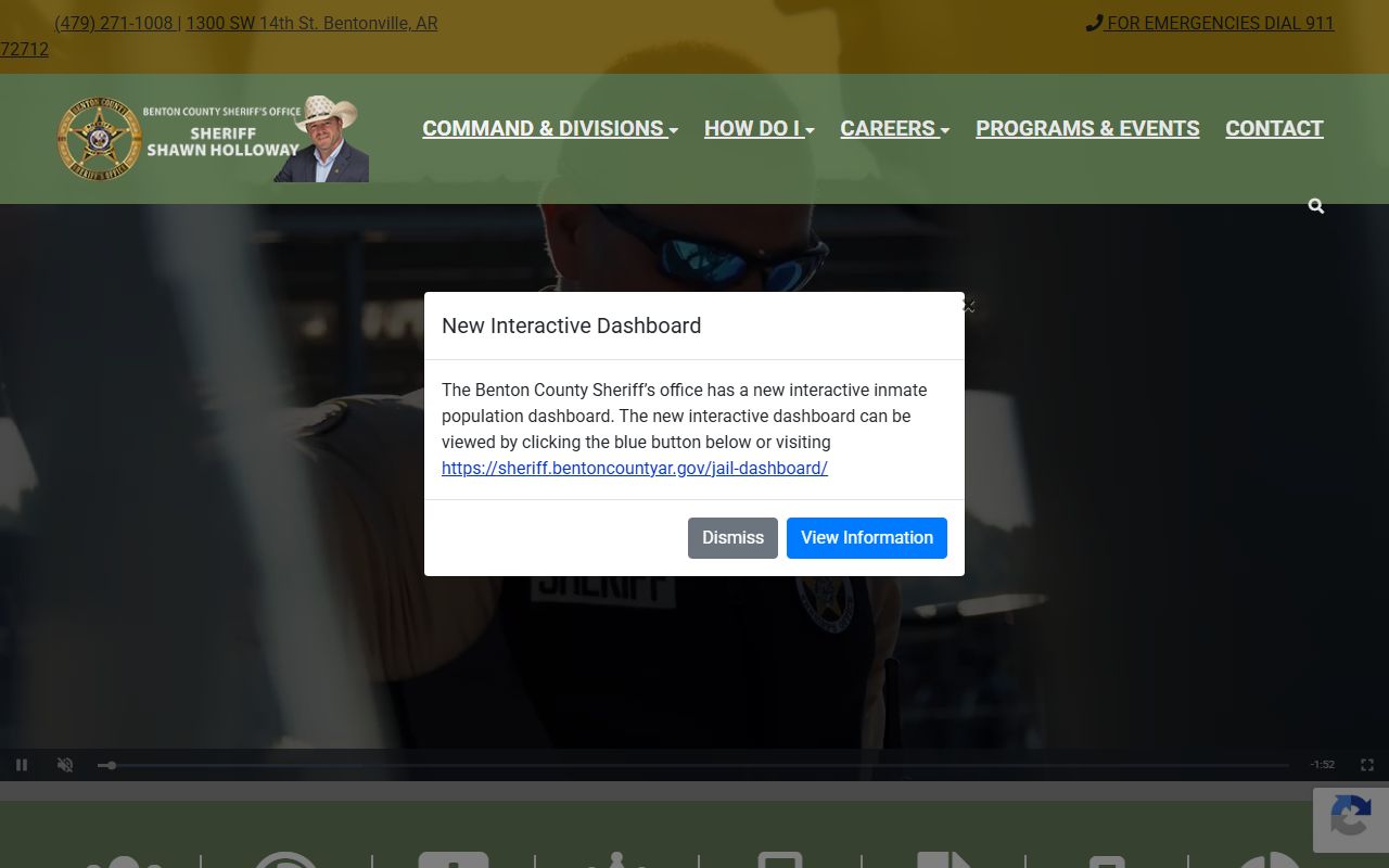 Benton County Sheriff's Office home page for recent bookings and inmate lookup