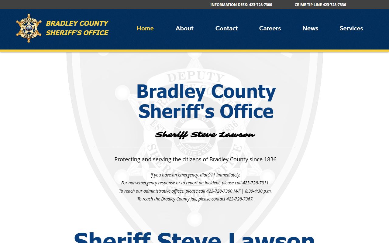 Bradley County Sheriff's Office recent bookings and jail roster page