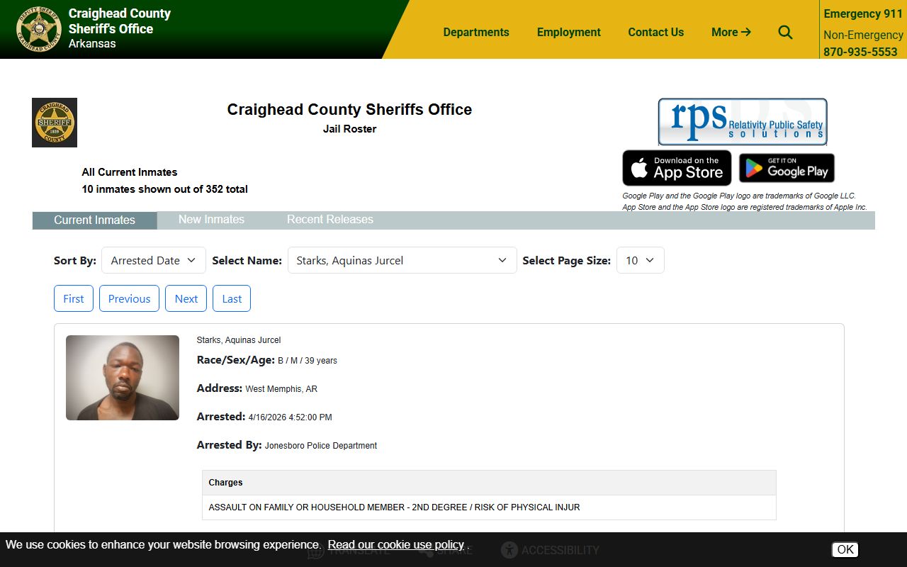 Craighead County inmate search and recent bookings roster