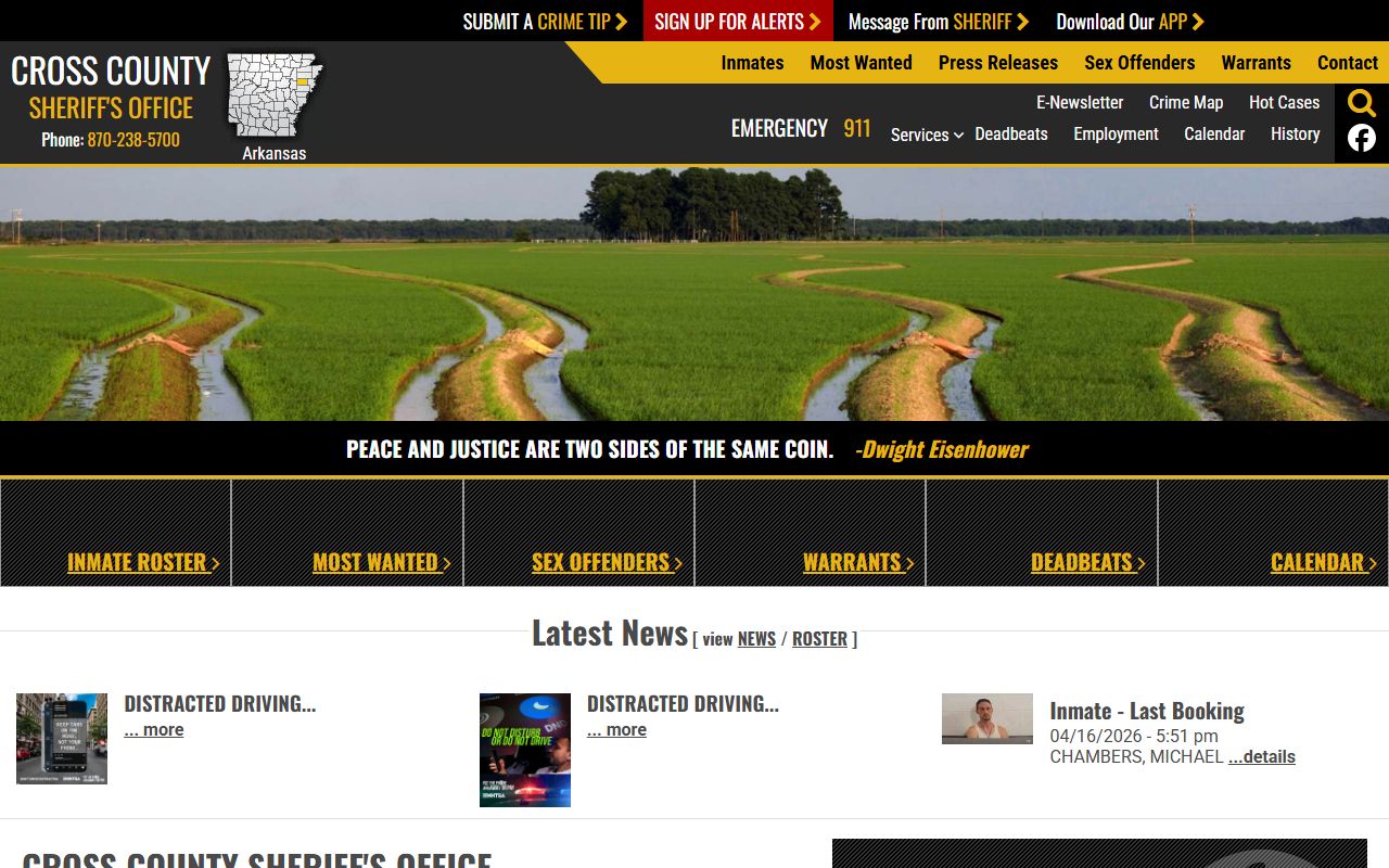 Cross County Sheriff's Office and recent bookings portal