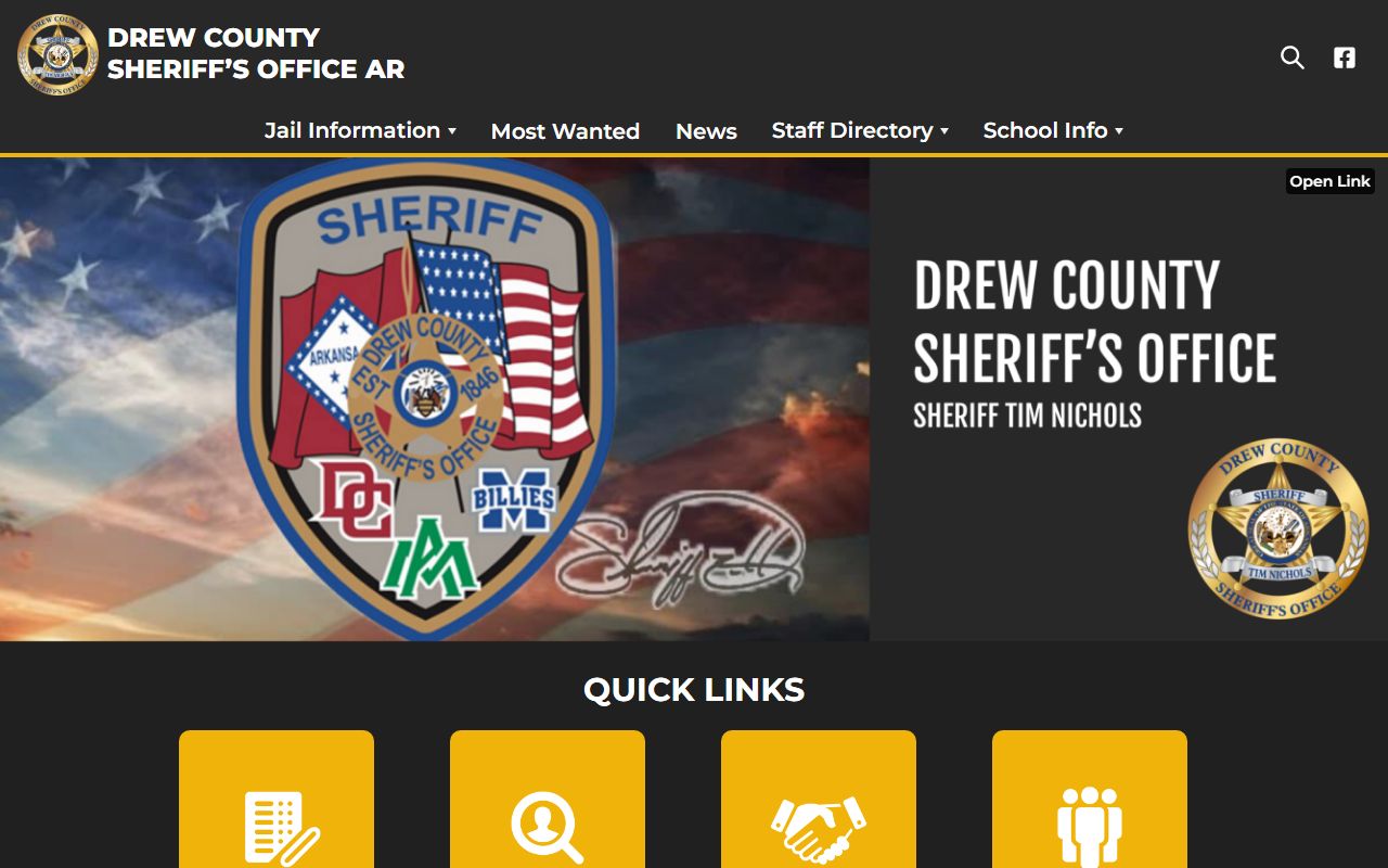 Drew County Sheriff site with Drew County recent bookings links