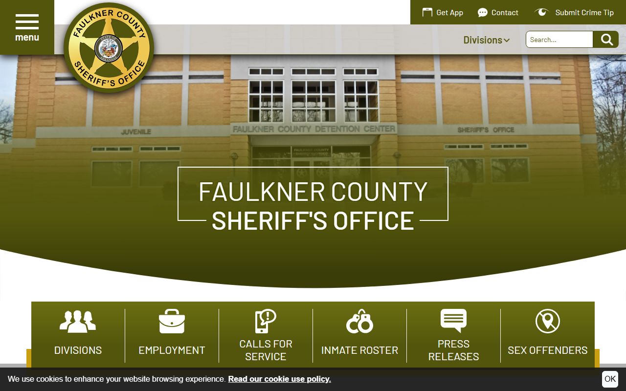 Faulkner County Sheriff website gateway to recent bookings and jail roster