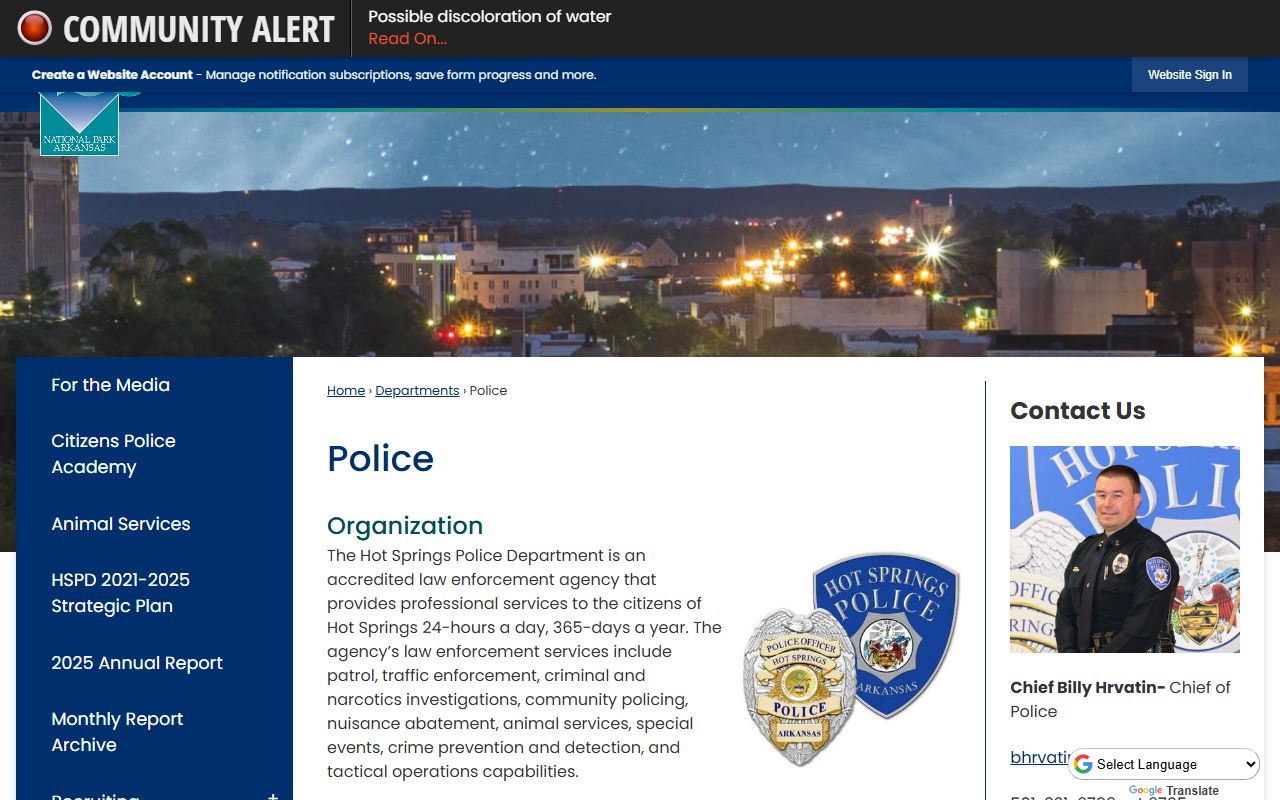 Hot Springs Police records page tied to Garland County recent bookings