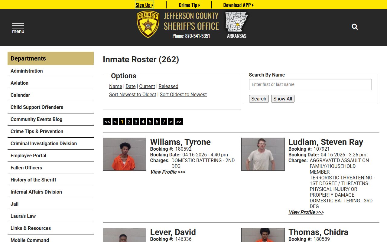 Jefferson County inmate search roster for recent bookings