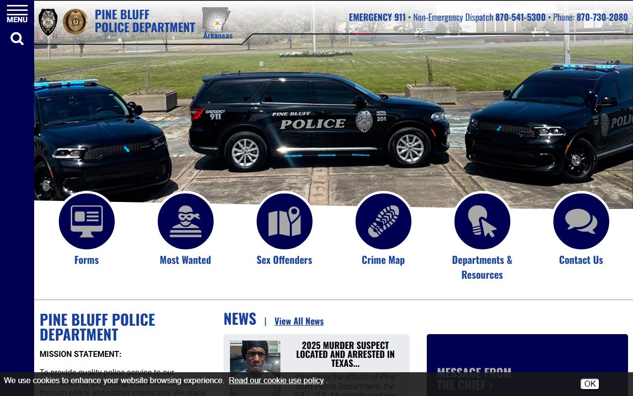 Jefferson County resource page for Pine Bluff Police recent bookings