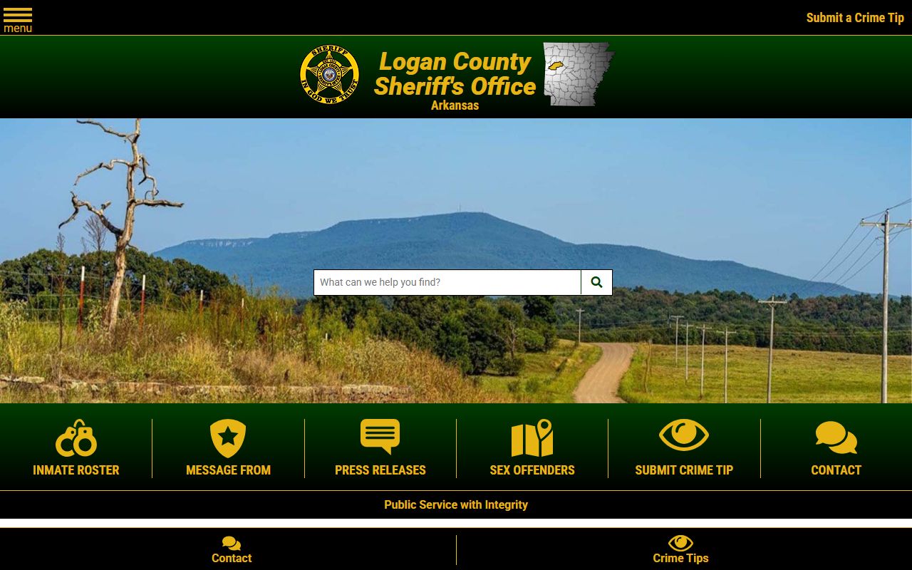 Logan County Sheriff website for recent bookings and inmate roster