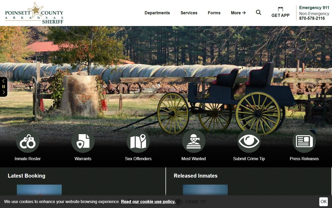 Poinsett County Sheriff's Office homepage for Poinsett County recent bookings