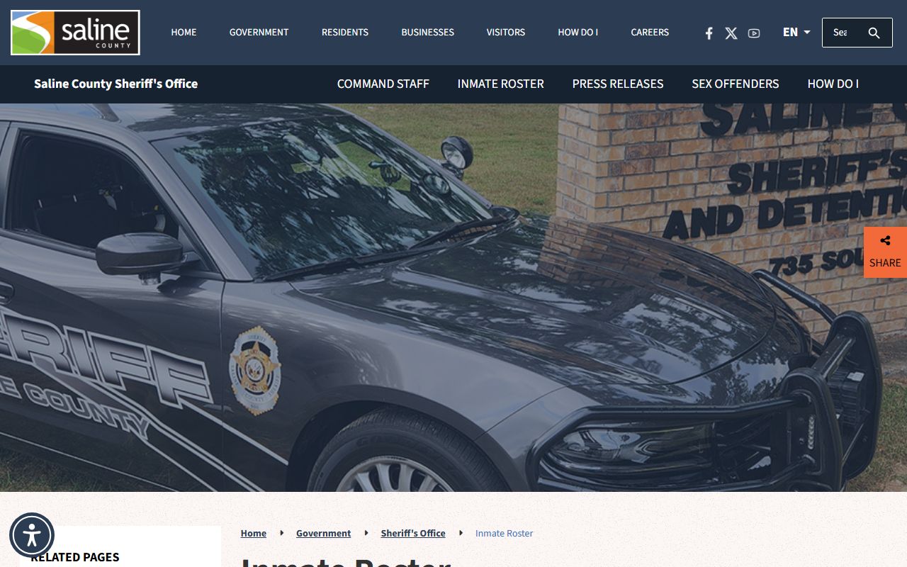 Saline County inmate roster tracking Bryant recent bookings