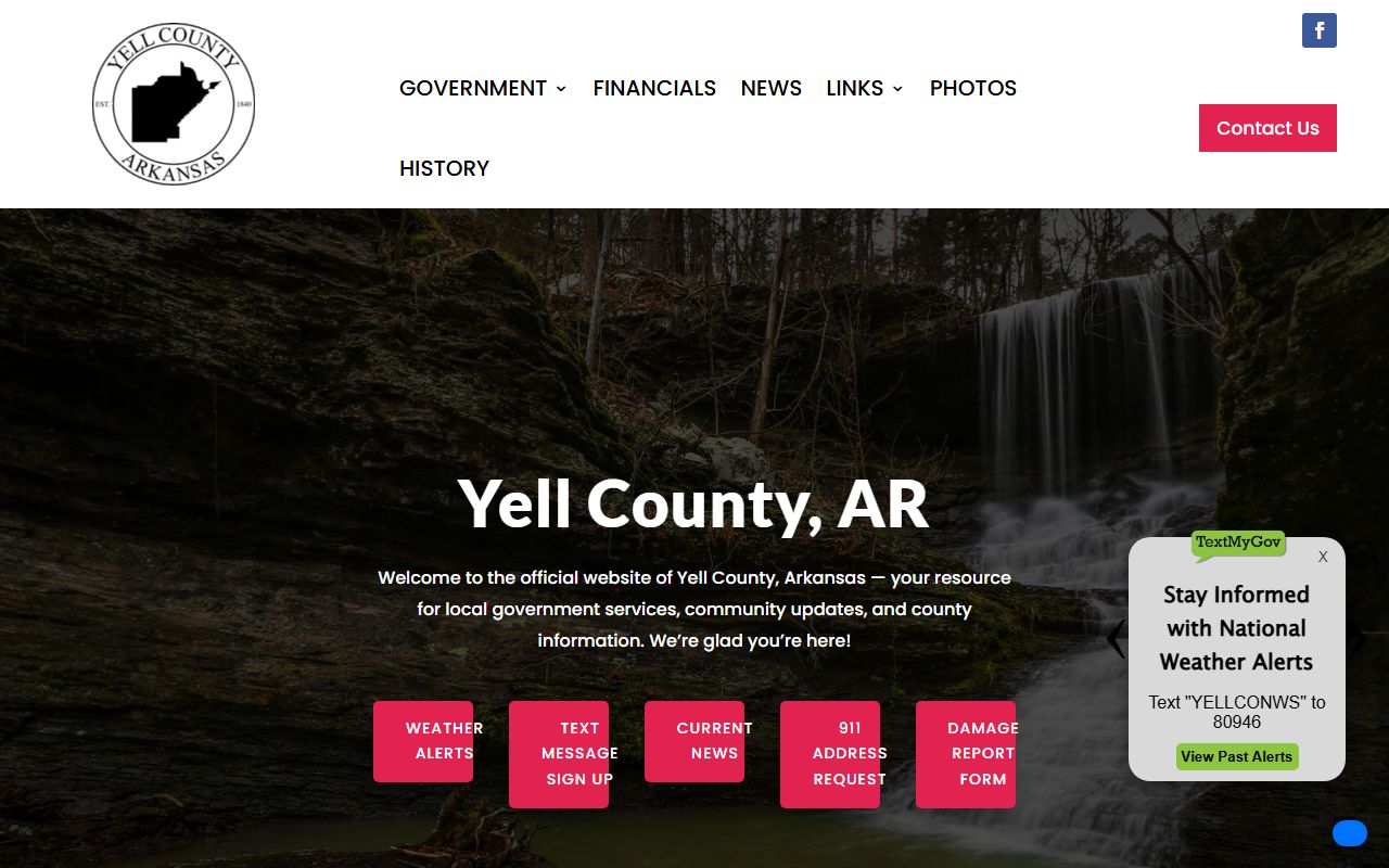 Yell County government website with links tied to recent bookings and records