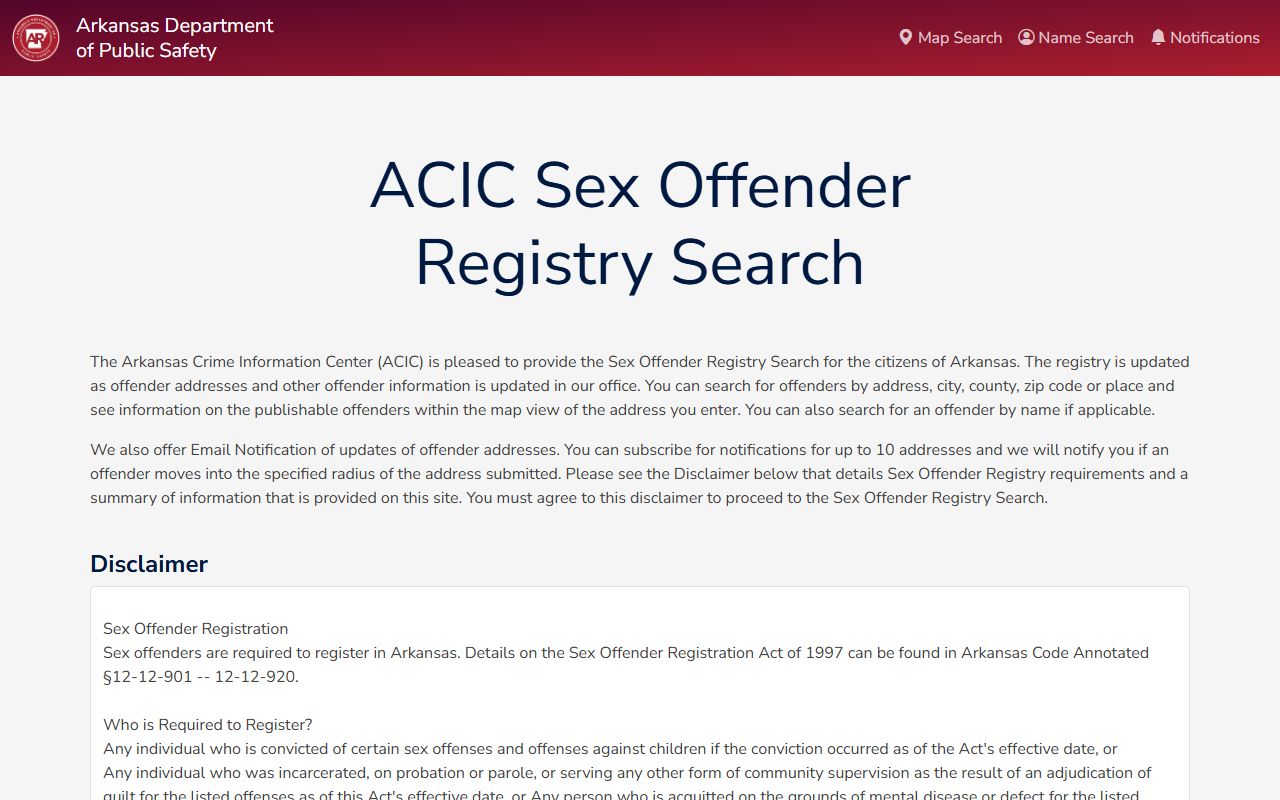 Arkansas sex offender registry search tool linked to recent bookings information