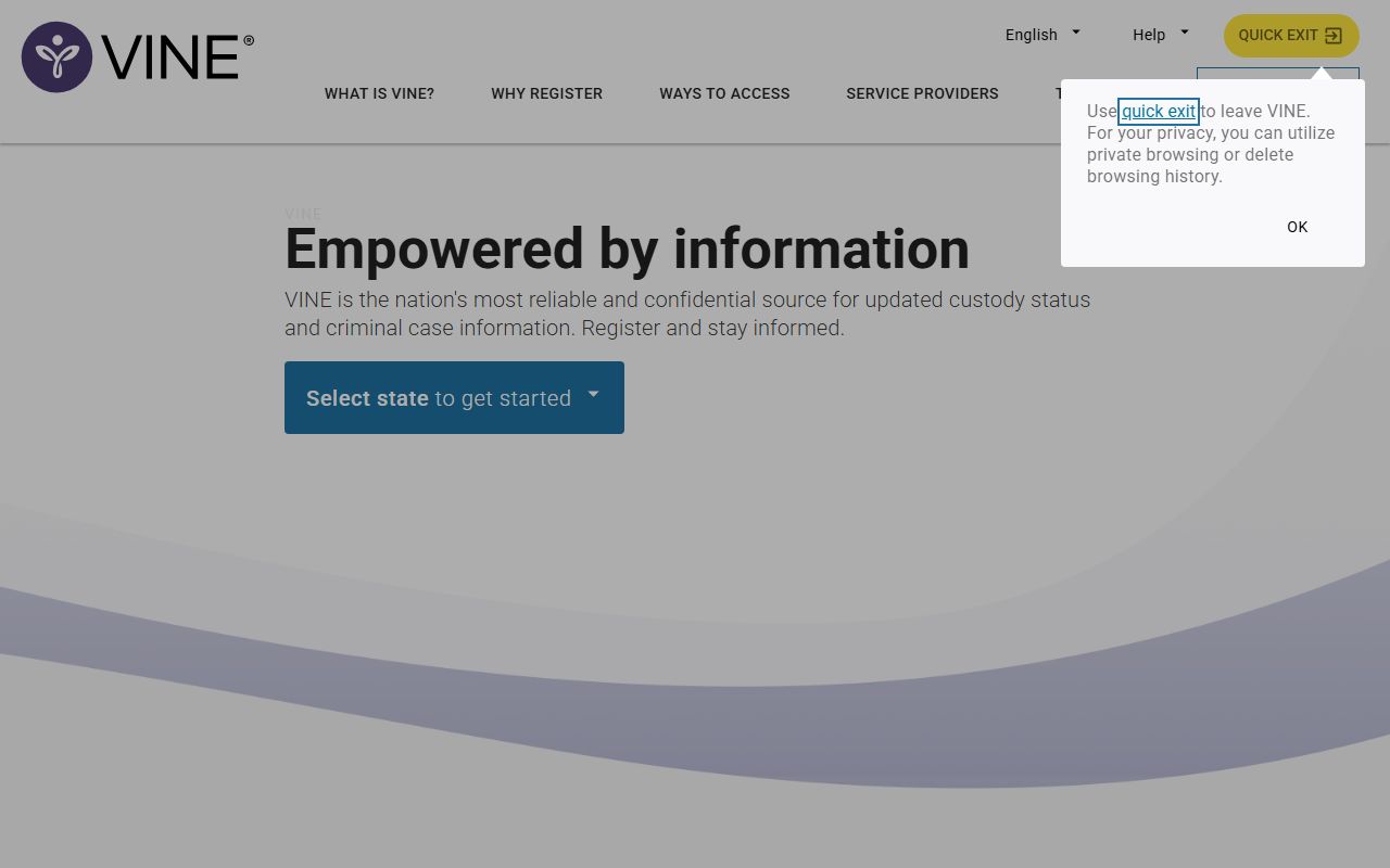 VINELink Arkansas victim notification service for recent bookings and custody alerts